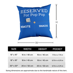 Reserved For Dad Design Personalized Throw Pillow with Pockets