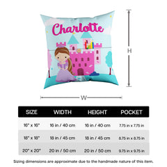 Princess Castle Personalized Throw Pillow with Pockets