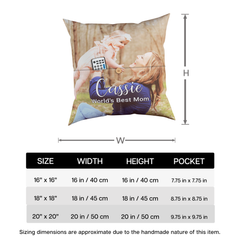 Custom Photo Pillow Design, Personalized Throw Pillow with Pockets