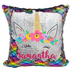 Handmade Personalized Unicorn Sequin Pillow Case