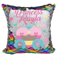 Handmade Personalized Princess Carriage Sequin Pillow Case