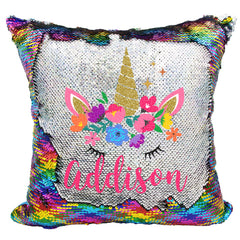 Handmade Personalized Unicorn Sparkles Sequin Pillow Case