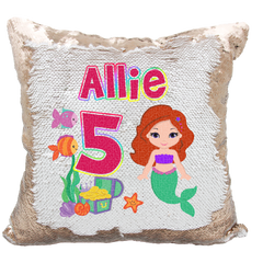 Handmade Personalized Birthday Mermaid Underwater Sequin Pillow Case