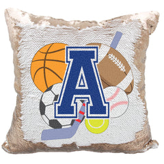 Handmade Personalized Sports Theme Reversible Sequin Pillow Case