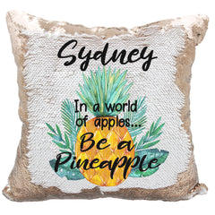 Handmade Personalized Be A Pineapple Quote Reversible Sequin Pillow Case