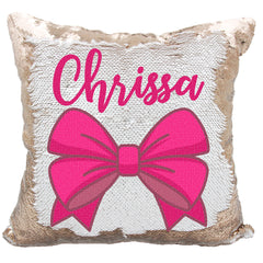 Handmade Personalized Pretty Bow Reversible Sequin Pillow Case