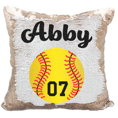 Handmade Personalized Softball Jersey Reversible Sequin Pillow Case