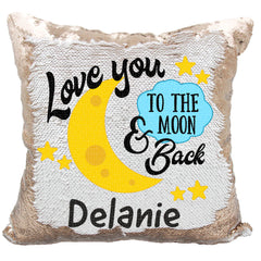 Handmade Personalized To The Moon Reversible Sequin Pillow Case