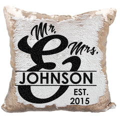 Handmade Personalized Ampersand Name Sequin Pillow Case
