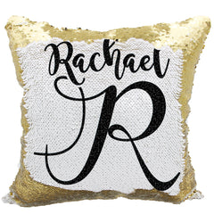 Handmade Personalized Script Initial Custom Name Sequin Pillow Case