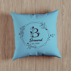 Floral Doodle Design Personalized Monogram Throw Pillow