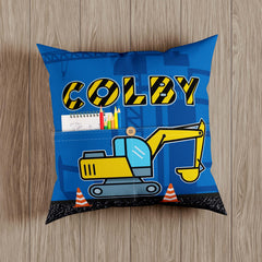 Construction Machines Personalized Throw Pillow with Pockets