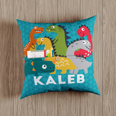 Dinosaur Friends Personalized Throw Pillow with Pockets