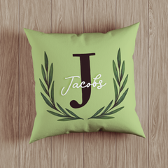 Laurel Leaves Design Personalized Monogram Throw Pillow