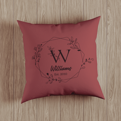 Floral Doodle Design Personalized Monogram Throw Pillow