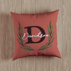 Laurel Leaves Design Personalized Monogram Throw Pillow