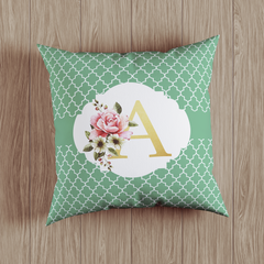 Floral Initial Design Personalized Monogram Throw Pillow