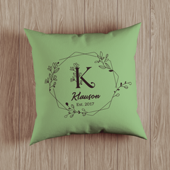 Floral Doodle Design Personalized Monogram Throw Pillow