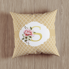 Floral Initial Design Personalized Monogram Throw Pillow