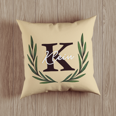 Laurel Leaves Design Personalized Monogram Throw Pillow