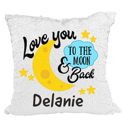 Handmade Personalized To The Moon Reversible Sequin Pillow Case