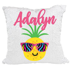 Handmade Personalized Cool Pineapple Reversible Sequin Pillow Case