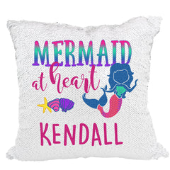 Handmade Personalized Mermaid At Heart Reversible Sequin Pillow Case
