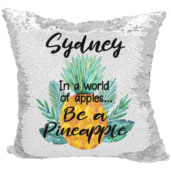 Handmade Personalized Be A Pineapple Quote Reversible Sequin Pillow Case