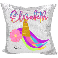 Handmade Personalized Neon Colors Unicorn Sequin Pillow Case