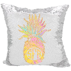 Handmade Personalized Monogram Pineapple Reversible Sequin Pillow Case