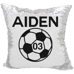 Handmade Personalized Soccer Ball Reversible Sequin Pillow Case