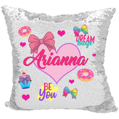 Handmade Personalized Be You Bows-n-Hearts Reversible Sequin Pillow Case