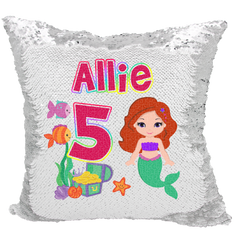 Handmade Personalized Birthday Mermaid Underwater Sequin Pillow Case