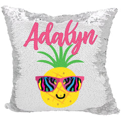 Handmade Personalized Cool Pineapple Reversible Sequin Pillow Case