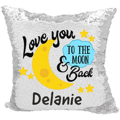 Handmade Personalized To The Moon Reversible Sequin Pillow Case