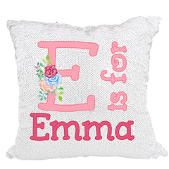 Handmade Personalized Alphabet Style Reversible Sequin Pillow Case